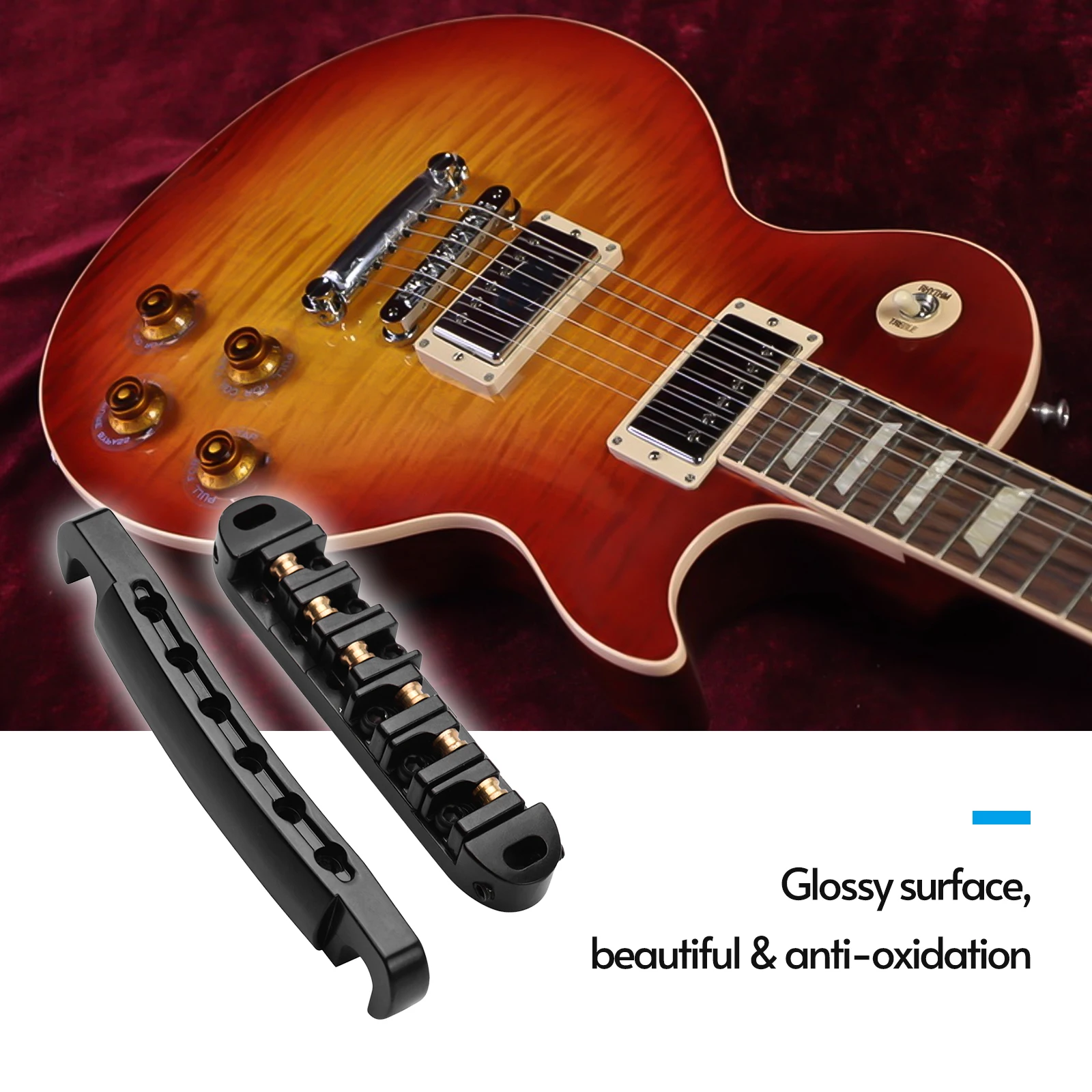 

Guitar Roller Saddle Bridge Tailpiece Set with Studs/Wrenches Replacement for LP Electric Guitars guitar accessories