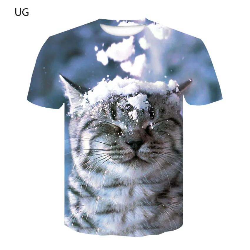 

UG Summer 3D T-shirt Animal Snow Wolf Head Trend Fashion Children's T-shirt Men's Fashion Clothing T-shirt Tops