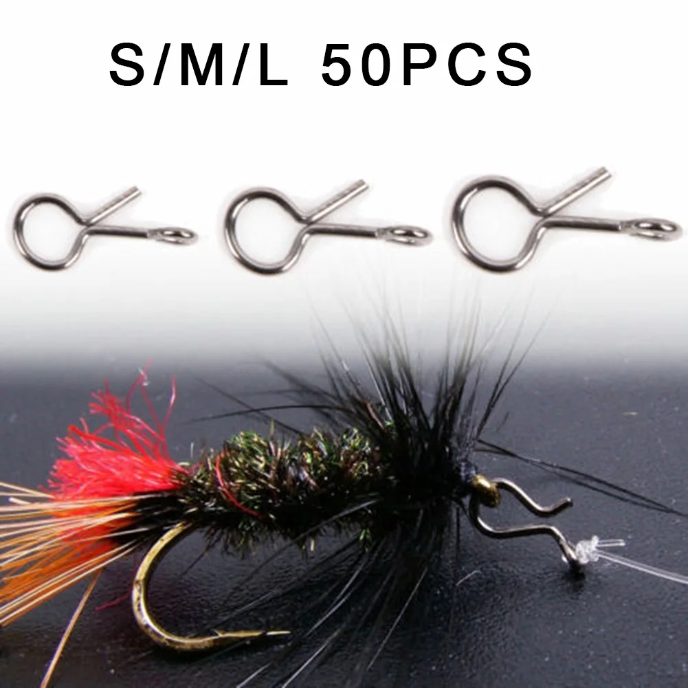 

50pcs/set Fly Fishing Snap Hooks Links Connectors Quick Change Stainless Steel