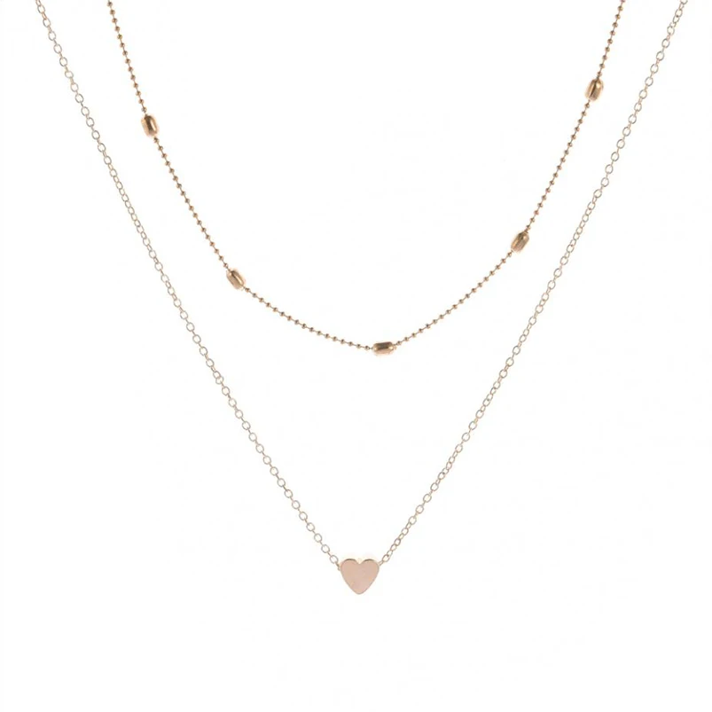 Двухслойное модное ожерелье цепочка из бисера колье с звеньями цепь сплава