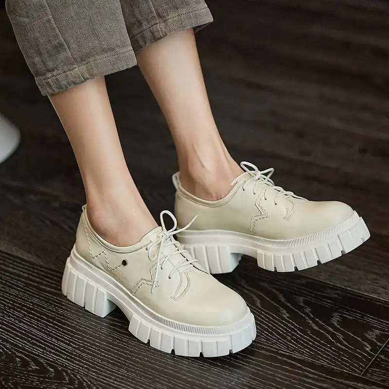 

Krazing pot 2021 new arrival genuine leather round toe high heels brand shoes young lady daily wear deep mouth women pumps L31