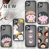 japan anime chibi maruko chan phone case matte transparent for iphone 7 8 11 12 plus mini x xs xr pro max cover