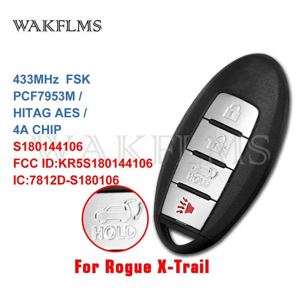 4 кнопки ключ смарт карты 433 МГц для Nissan Rogue ниссан рог US X Trail Южная Азия 2014 2015 2016 с