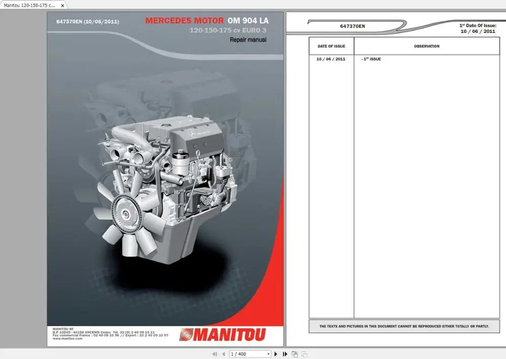 Телепогрузчик и вилочный погрузчик Manitou MRT серии MC 2020 6 12 ГБ PDF обслуживание