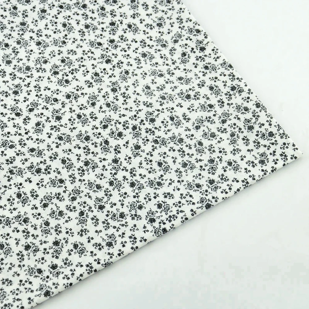 Cotton Fabric 2016 Small Black Flower Printed Sewing Pre-cut Fat Quarter Lovely Designs Tissue Crafts Dolls FabricCM Patchwork | Дом и сад