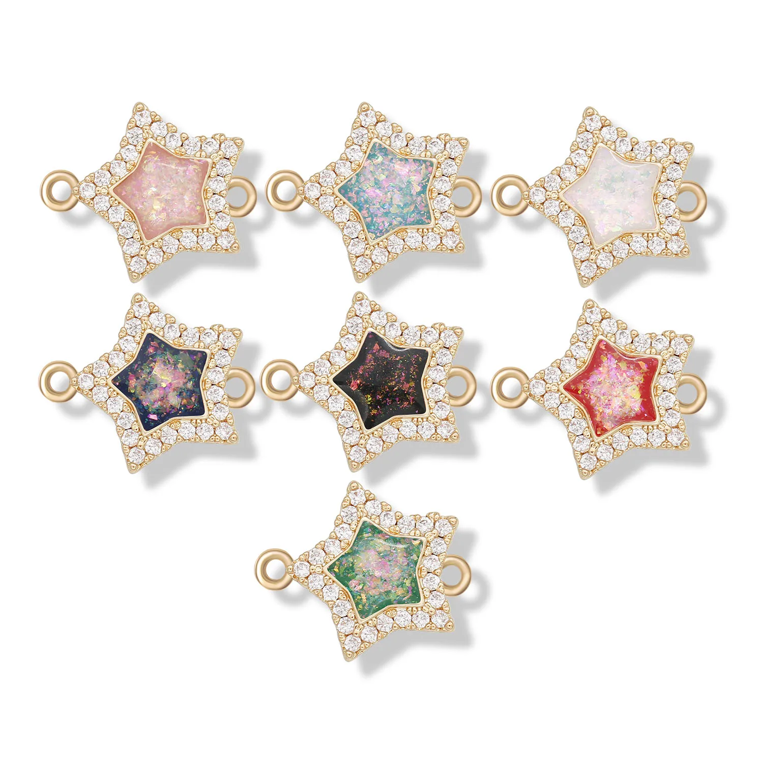 KC позолоченный белый циркон имитация опала Хамса рука звезда сердце веер