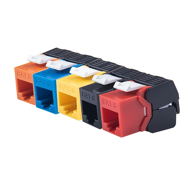 

Keystone Jacks Toolless Type Network Modules Tool-free Connection 7 Colors for Optional Gigabit Ethernet RJ45 CAT6 Colorful