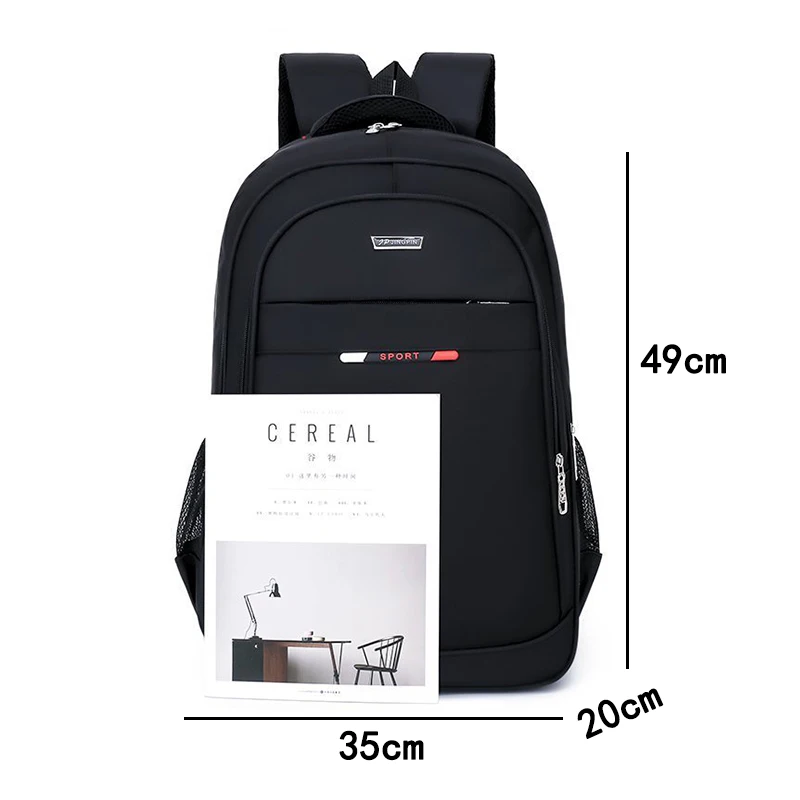 

Large Capacity Men Backpack for Laptop 15.6 Inch Nylon Waterproof College Students High School Back Pack Male Black