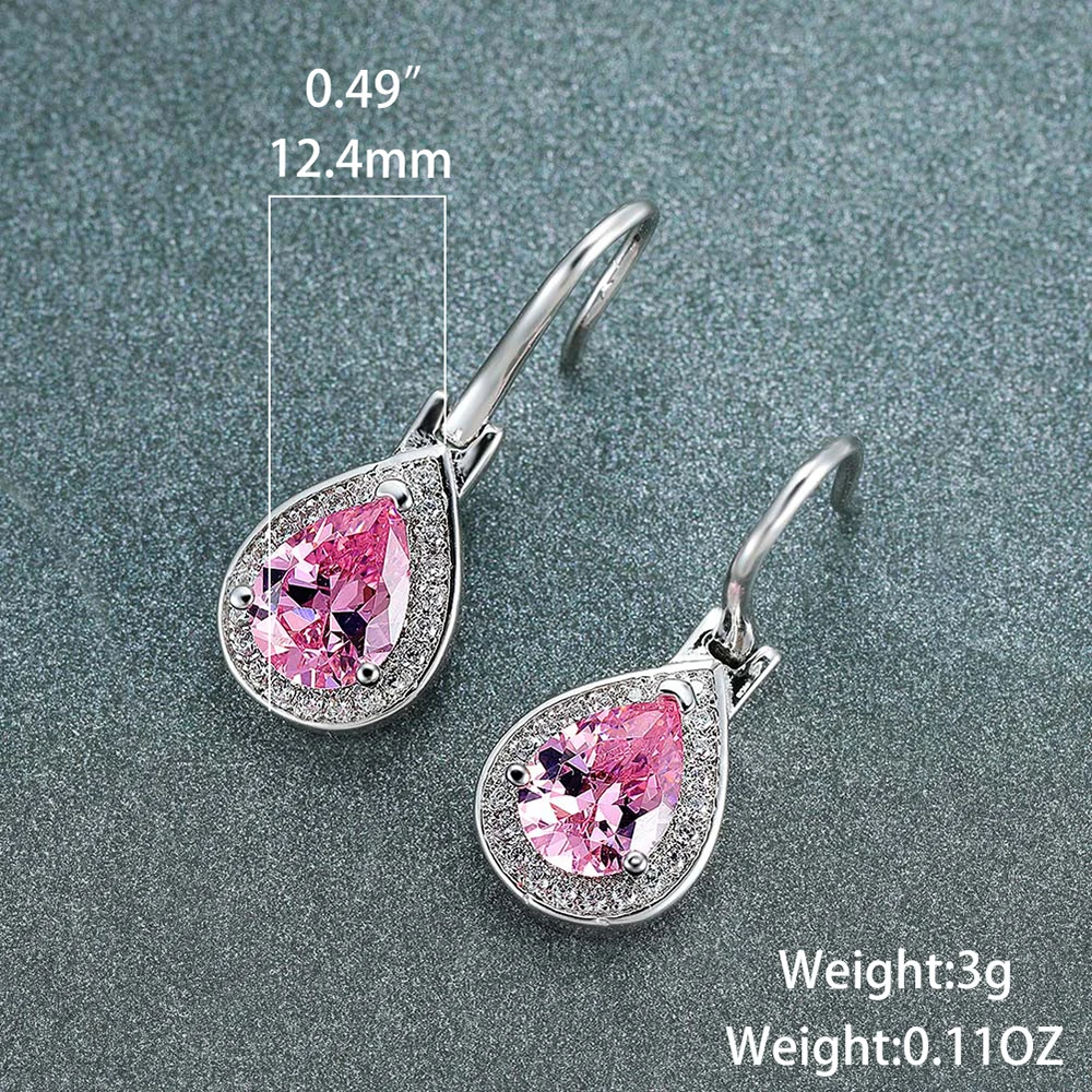 

Fashion simple new creative earrings drop-shaped pink zircon diamond earrings ladies earrings jewelry earrings