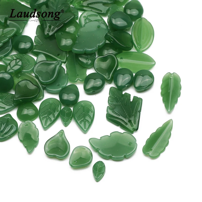 

Бусины из чешского стекла с зелеными листьями для изготовления ювелирных изделий ручной работы