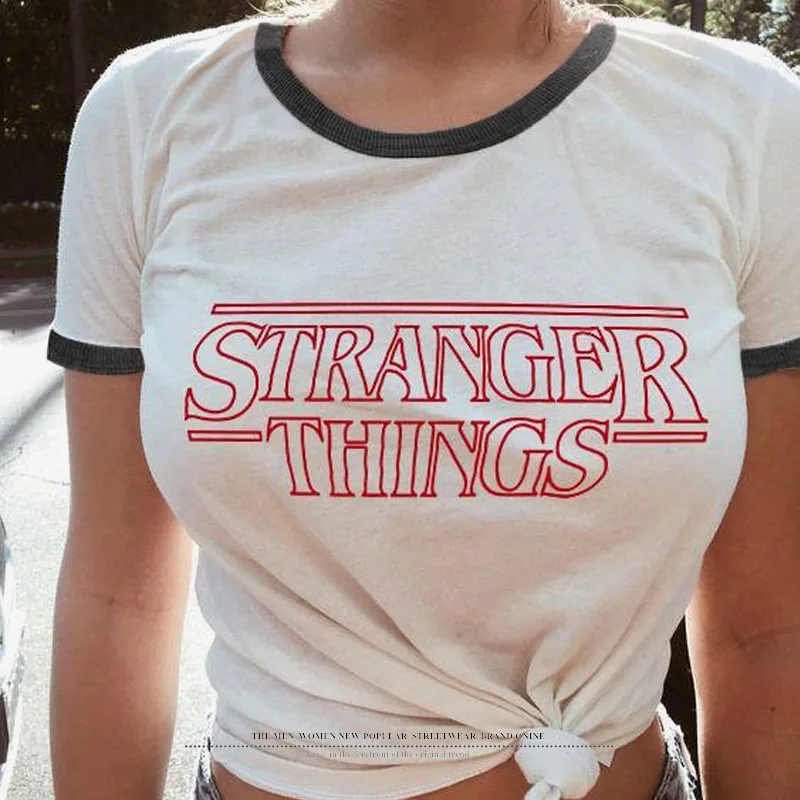Странные Вещи Футболка с принтом 2020 летние вверх ногами Eleven футболки для женщин