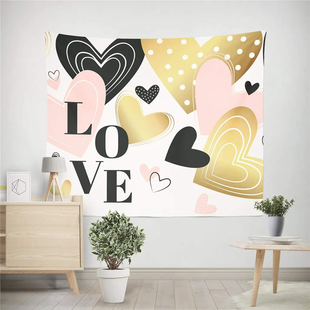 Прямоугольное полиэфирное гобеленовое пляжное полотенце Happy Valentine с принтом