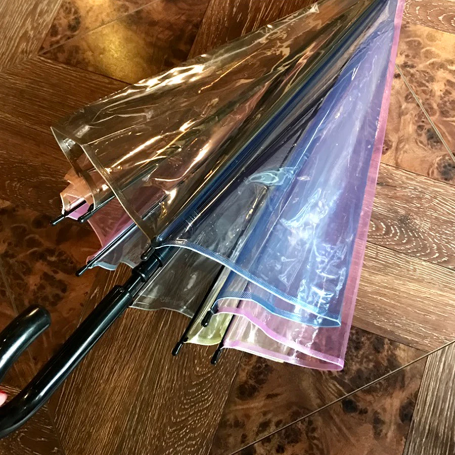 Японский Зонт Радуга прозрачный Ветрозащитный с длинной ручкой дождевой женский