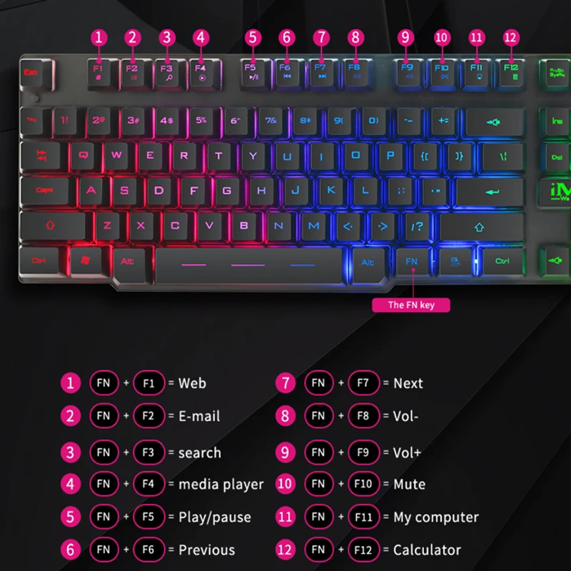 Teclado Klavye Gamer Ak-600 Pc игровая клавиатура Проводная Механическая светящаяся 104