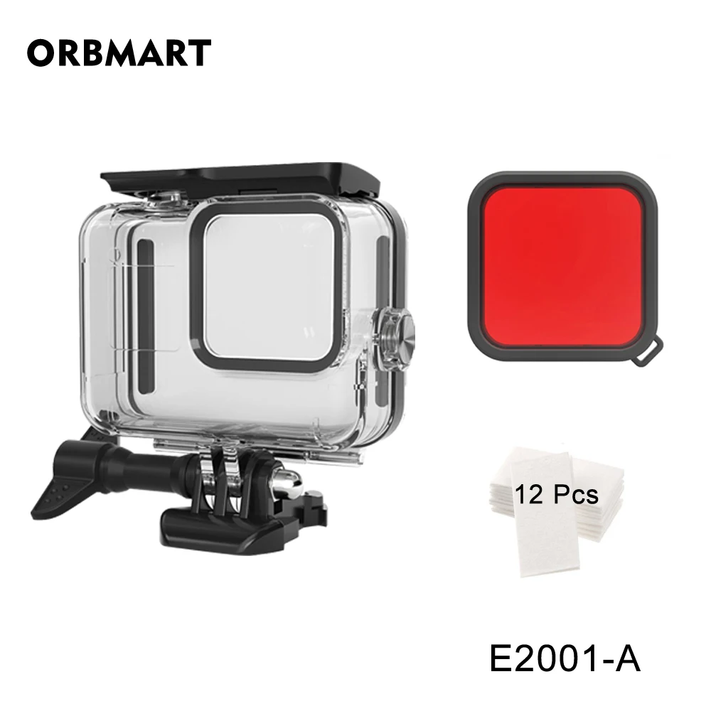 E2001-A 60 м водонепроницаемый чехол для GoPro Hero 8 черный корпус для подводного погружения защитный чехол для дайвинга крепление для Go Pro 8 аксессуары для камеры - Цвет: E2001-A