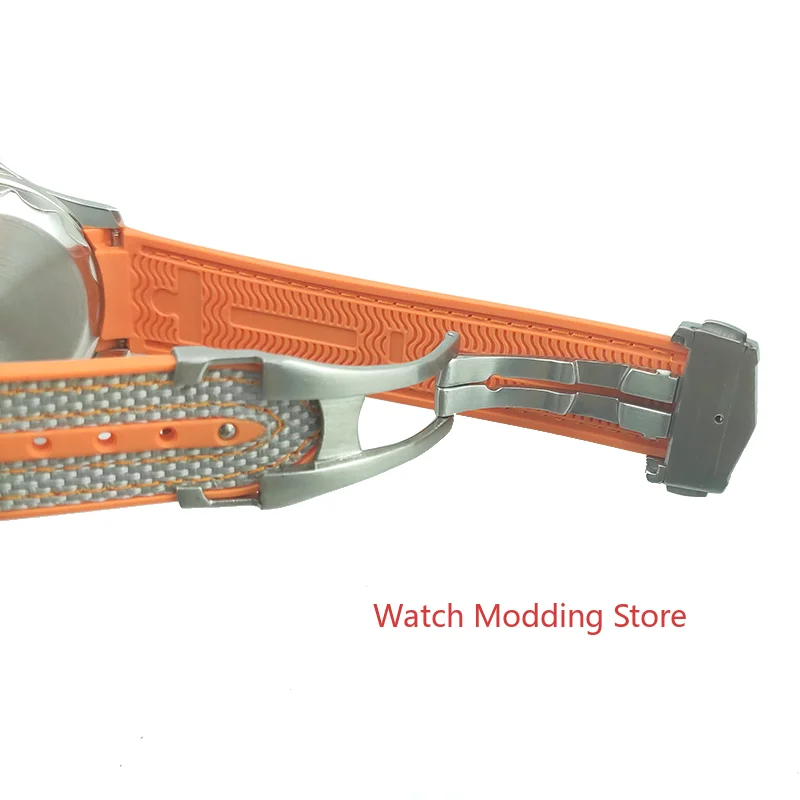 Чехол для часов 20ATM WR 41mm Diver Gray 1/4 Orange с керамической рамкой Sea-Master серый ремешок