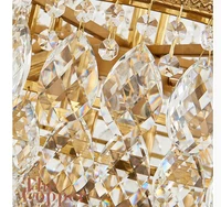 D62cm H100cm Modern Brass E14 Luxury Crystal Bronze Iron Chandeliers Indoor Lighting For Living room and Restaurant Chandelier