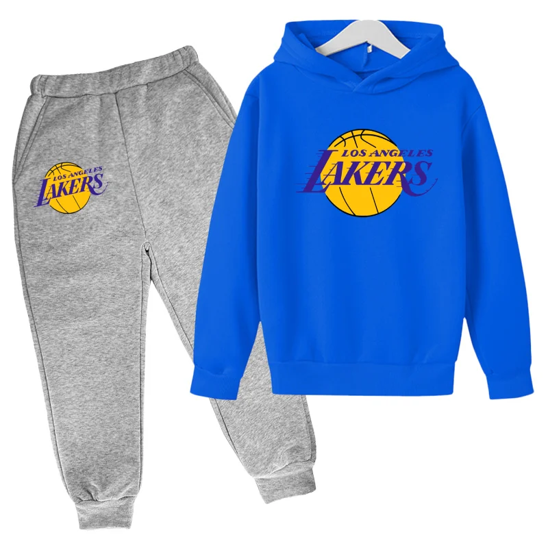Los Angeles Basketball LOGO Popular Teams Clothes Cartoon Hoodi Childrens Clothing Boys Hoodie Pants 2pcs Sets Girls Kids child | Мать и