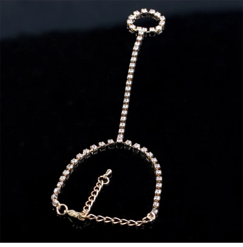 Женский серебряный браслет на цепочке Полностью покрывающий стразы с бусинами