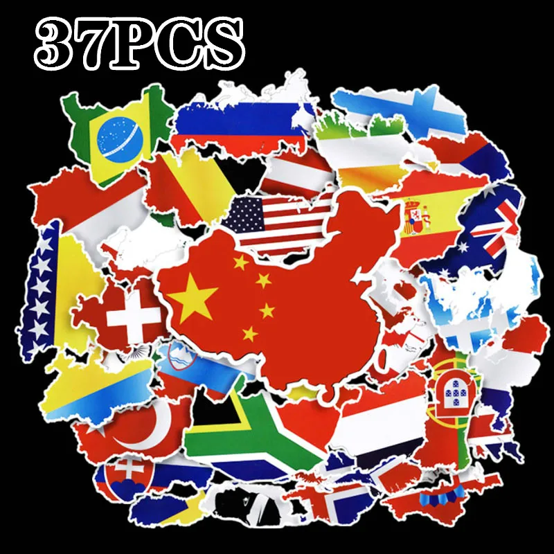 50 Pcs National Flags Stickers Toys for Children Countries Map Travel Sticker to DIY Scrapbooking Suitcase Laptop Car Motorcycle