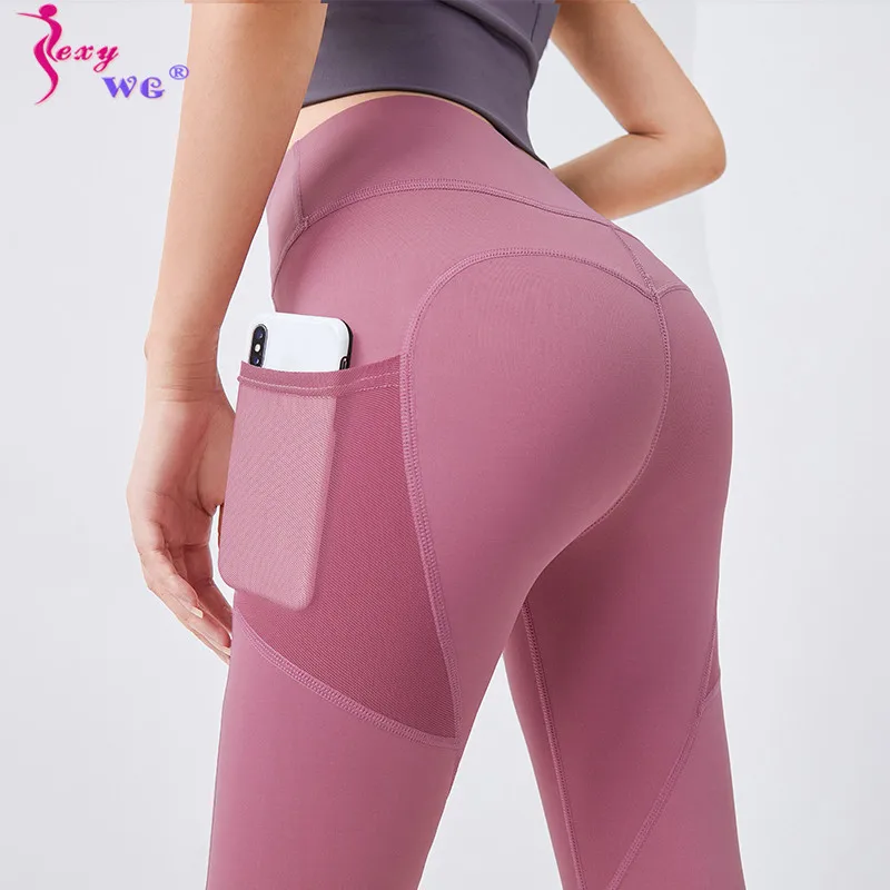 

SEXYWG Women Pocket Tight Yoga Pants Leggings Ladies Sports Leggings Running Legging Fitness Pant High Waist Gym Sportswear