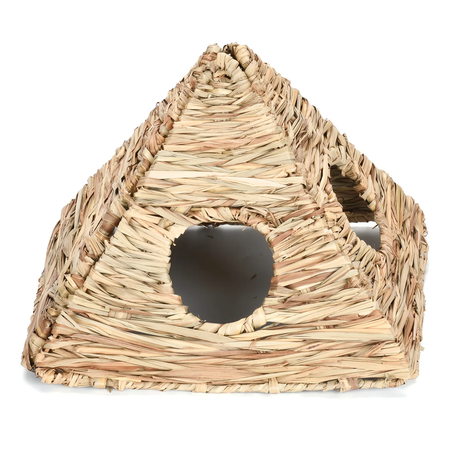 

Foldable Handmade Straw Tunnel Golden Bear Hedgehog Pet Nest Hide House Passage Guinea Pig Landscaping Toy Small Animal Cage