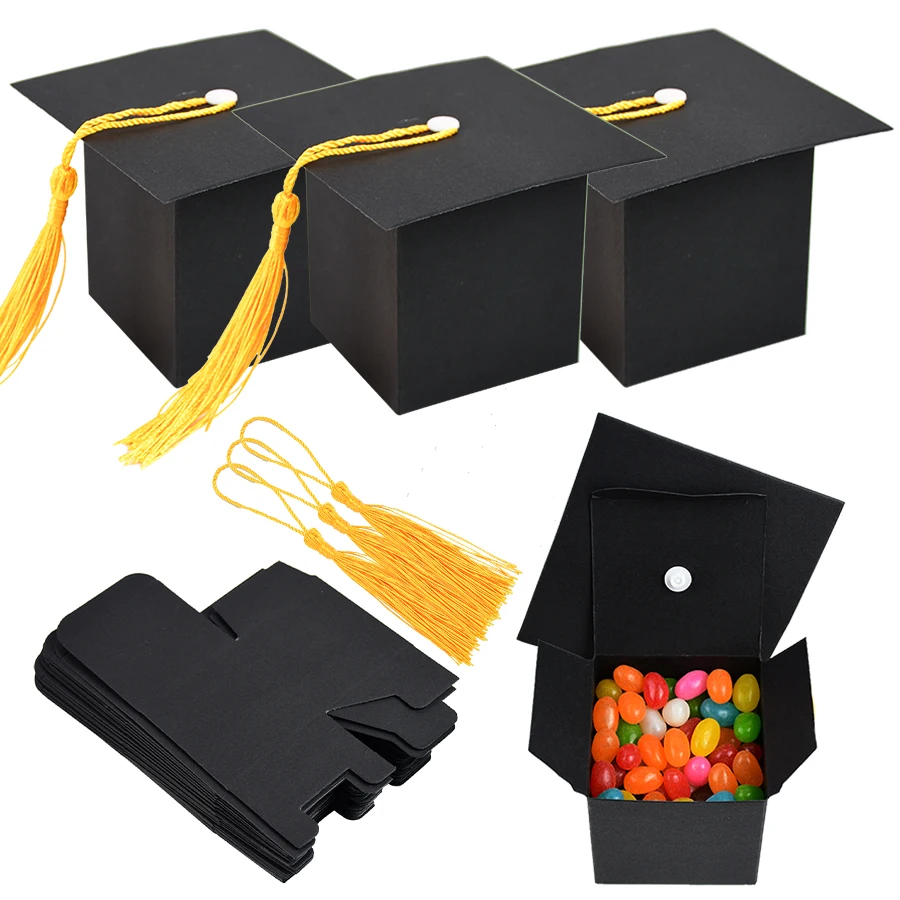 

Graduation Congratulation Gift Diy Candy Cake Packaging Boxes Bachelor Cap Surprise Box for Son/Daughter Graduated Party 5/10P