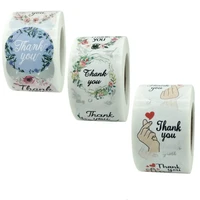 floral heart thank you sticker 500 pcs roll circle gift wrapping