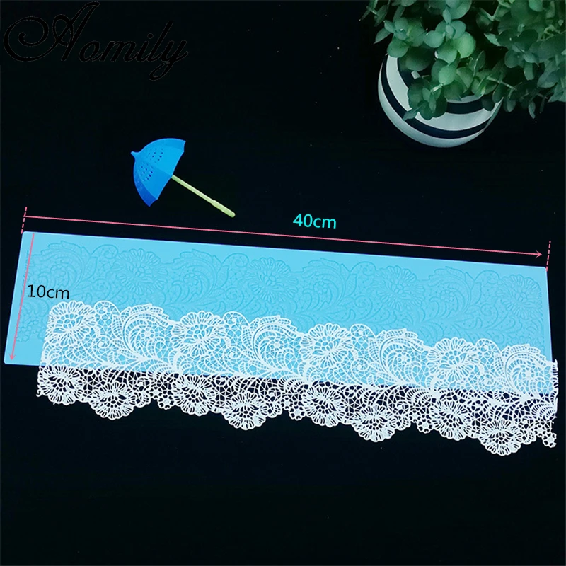 Aomily Flower Lace Mold Wedding Cake Border Fondant Decoration Tools 3D Food Grade Silicone Mat Mould Baking | Дом и сад