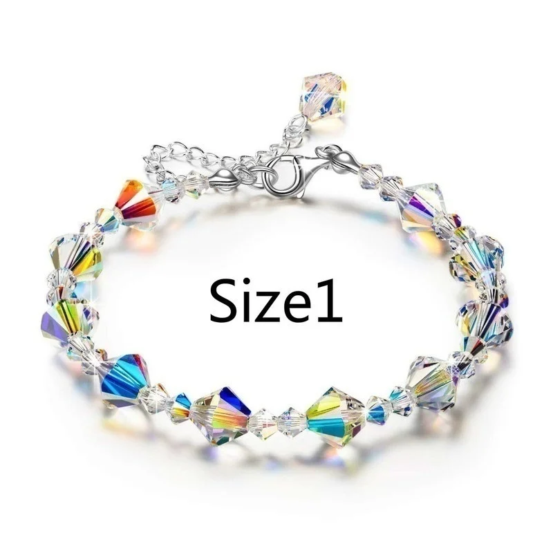 Size 1 Браслеты на цепочке для женщин и девушек, изысканные квадратные геометрические многоугольные бусины, ювелирные изделия из кристаллов, Йога браслет, рождественские подарки - Окраска металла: Size 1