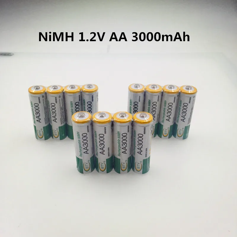 

AA battery 3000mAh 1.2 V Rechargeable Battery AA 3000mAh NI-MH 1.2V Rechargeable 2A Baterias 3000+Free shipping