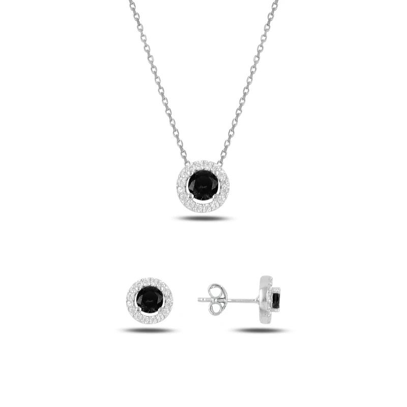 

Silverlina Silver Round Colorful Zircon Stone Set