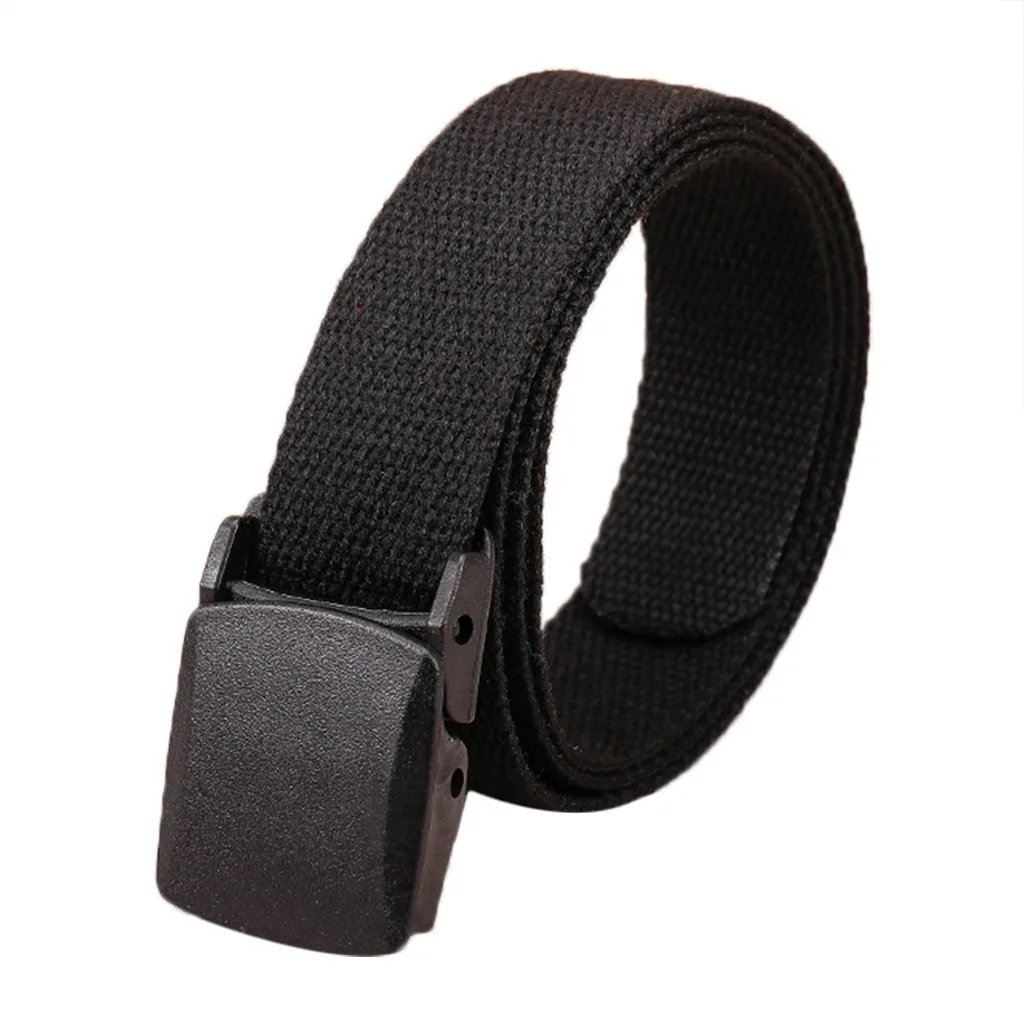 Женский Мужской ремень с пластиковой пряжкой простой однотонный холщовый модный