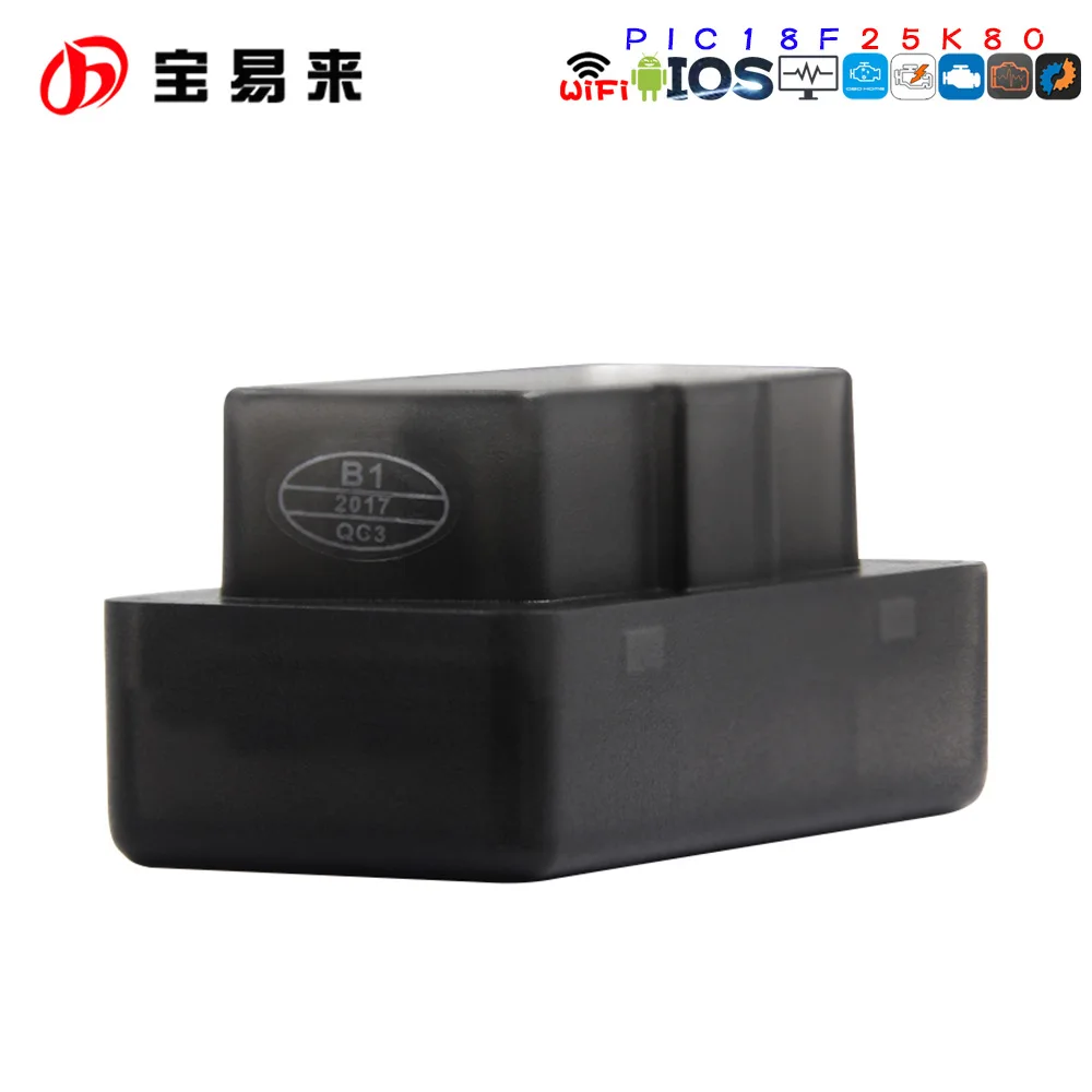 Черный тонкий Мини obd2 25K80 wifi Поддержка Android Apple OBD сканер |