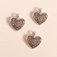 40pcs 1516mm vintage antique silver color love heart charms diy fit necklaces pendants earrings handmade craft jewelry findings