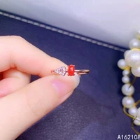 exquisite jewelry 925 sterling silver inset with gemstone womens luxury lovely fresh red coral adjustable ring support detectio