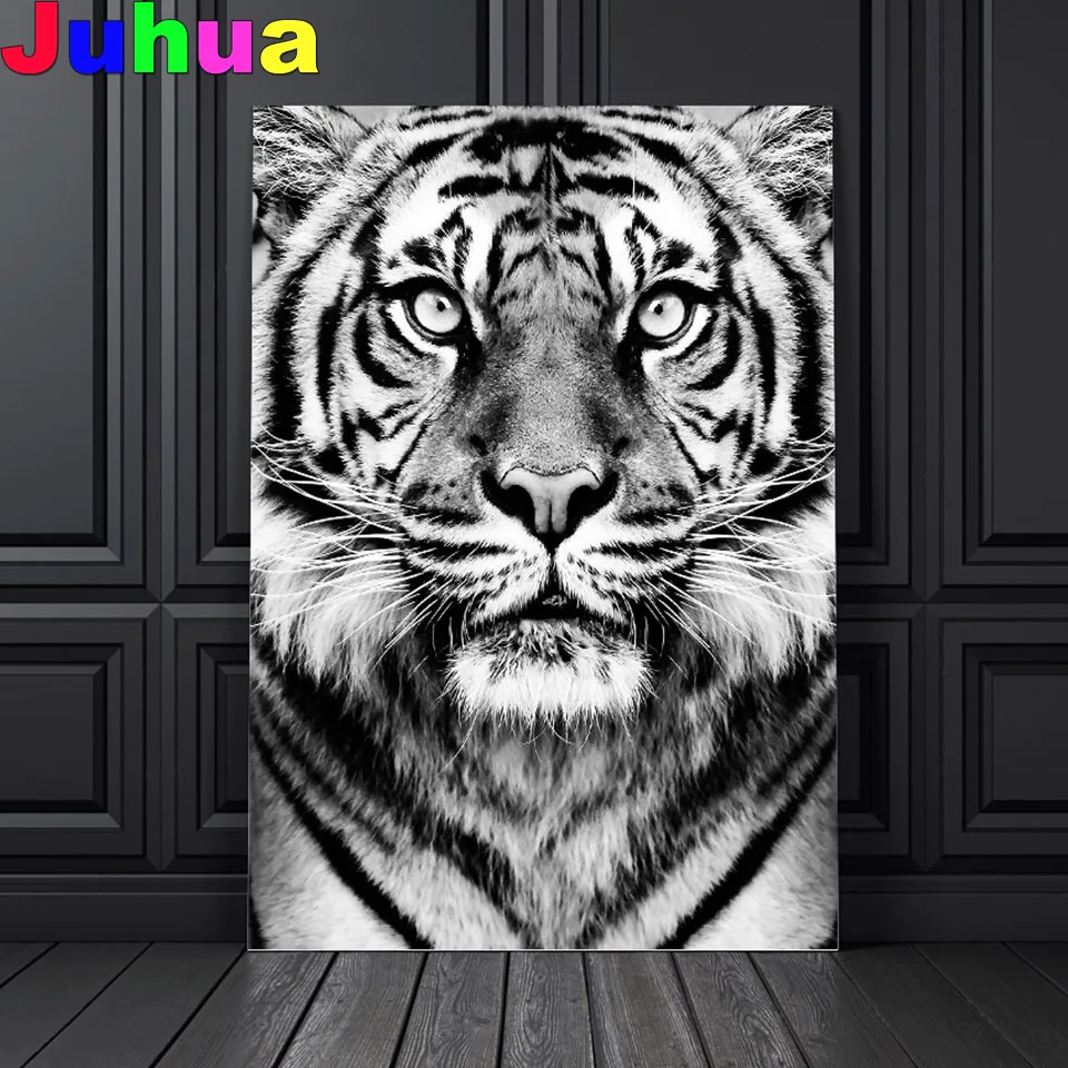 

Full Square Diamond Painting Black White Tiger Modern Animal Diamond Embroidery Pictures of Rhinestone home decor Amazing Gift,