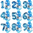 Воздушные шары на день рождения для мальчиков, 12 шт., синие латексные шары с конфетти, 40 дюймов, украшение в виде цифр для детей 1, 2, 3, 4, 5, 6, 7, 8, 9, день рождения