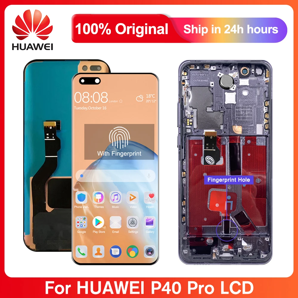 Pantalla original para m&oacute;vil HUAWEI, montaje de digitalizador t&aacute;ctil con marco, de 6,58", compatible con tel&eacute;fono P40 Pro ELS-NX9-0