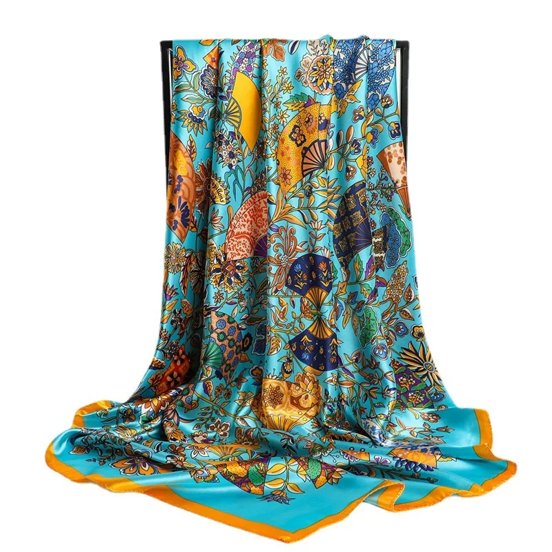 2021 шелковый шарф роскошный винтажный женский квадратный шейный платок большой