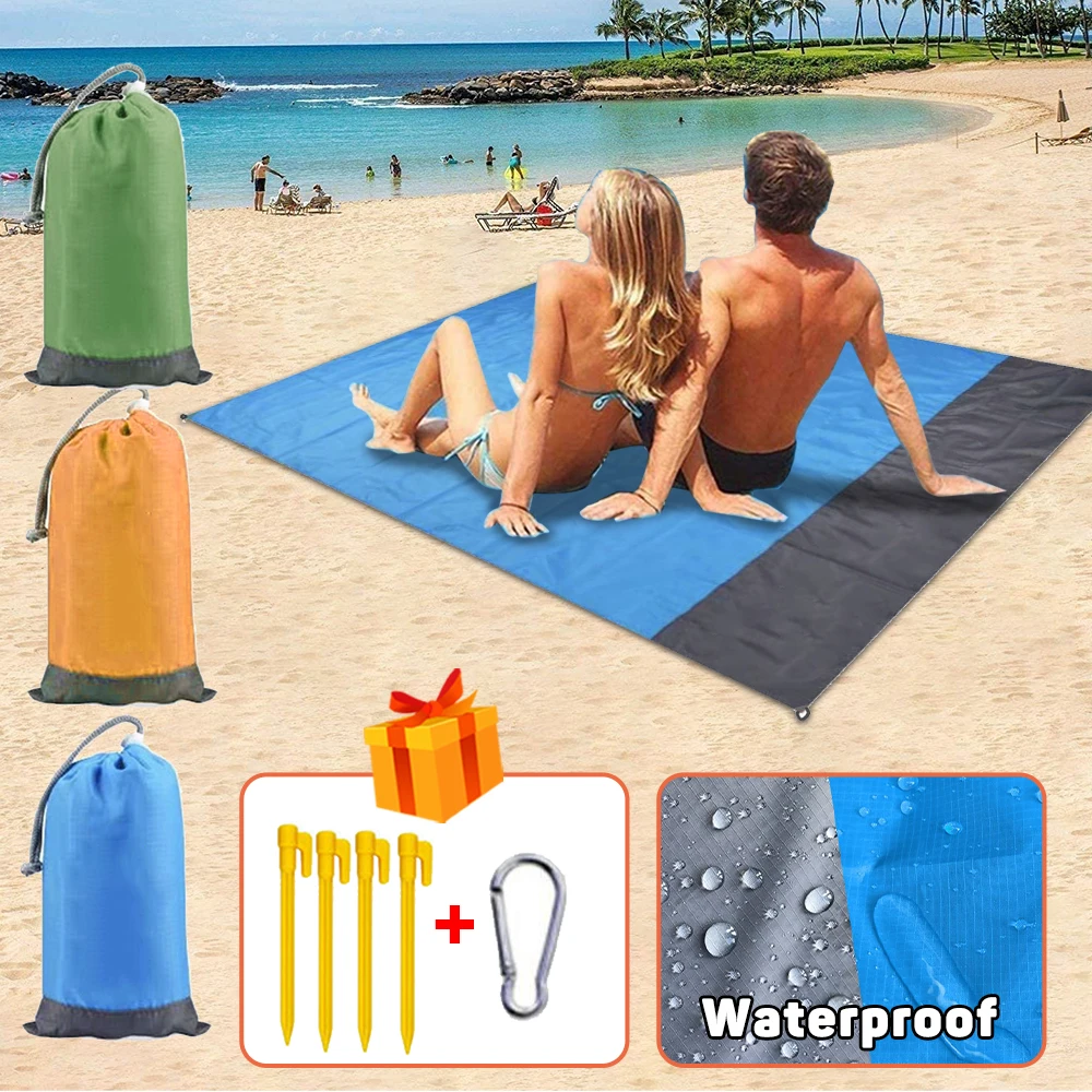 

Outdoor Waterproof Beach Blanket Camping Mat Grounding Mat Mattress Picnic Pocket Carpet Rug Portable Folding Sleeping Bed Pad