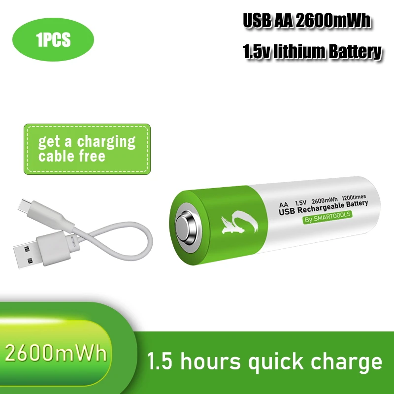Литий ионный Аккумулятор AA 100% емкость 1 5 В 2600mwh литий полимерный с перезаряжаемой