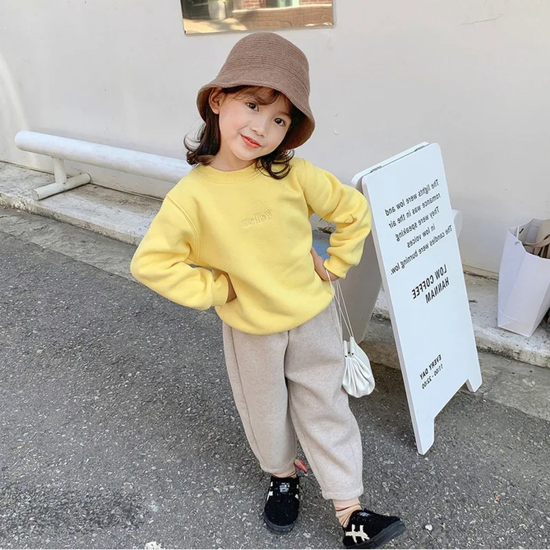 Штаны для девочек повседневные штаны с бархатной подкладкой новая зимняя