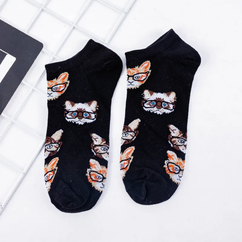 

10pairs/lot Women Black White Stripe Cartoon Creative Boat Personality Fashion Color Matching Art Cotton Socks Slippers Lattice