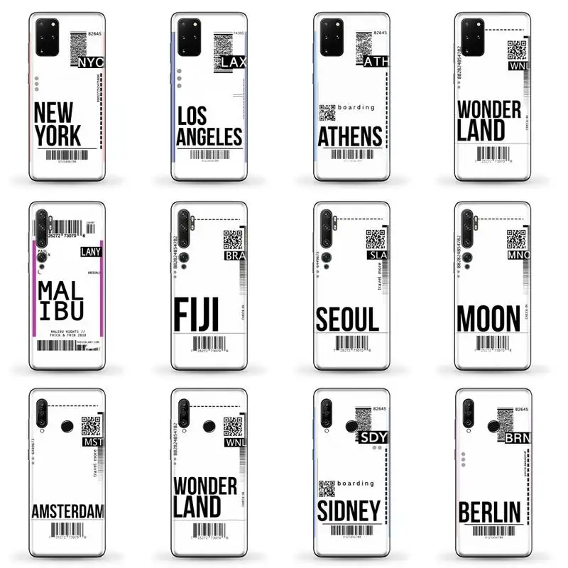 

Air ticket USA Phone Case for SAMSUNG A51 52 50 71 31 21 S 21 ultra 20 fe plus XIAOMI redmi note 10 8 9 pro HUAWEI P 30 40 lite
