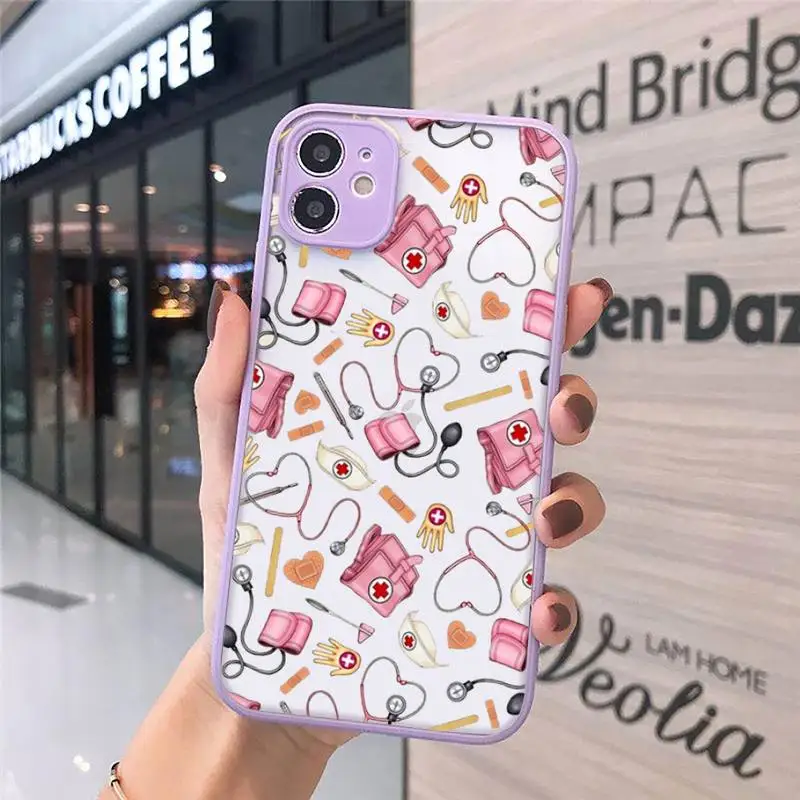 

Nurse Medical Medicine Health HePhone Case purple matte transparent For iPhone 7 8 x xs xr 11 12 pro plus max mini Clear Funda