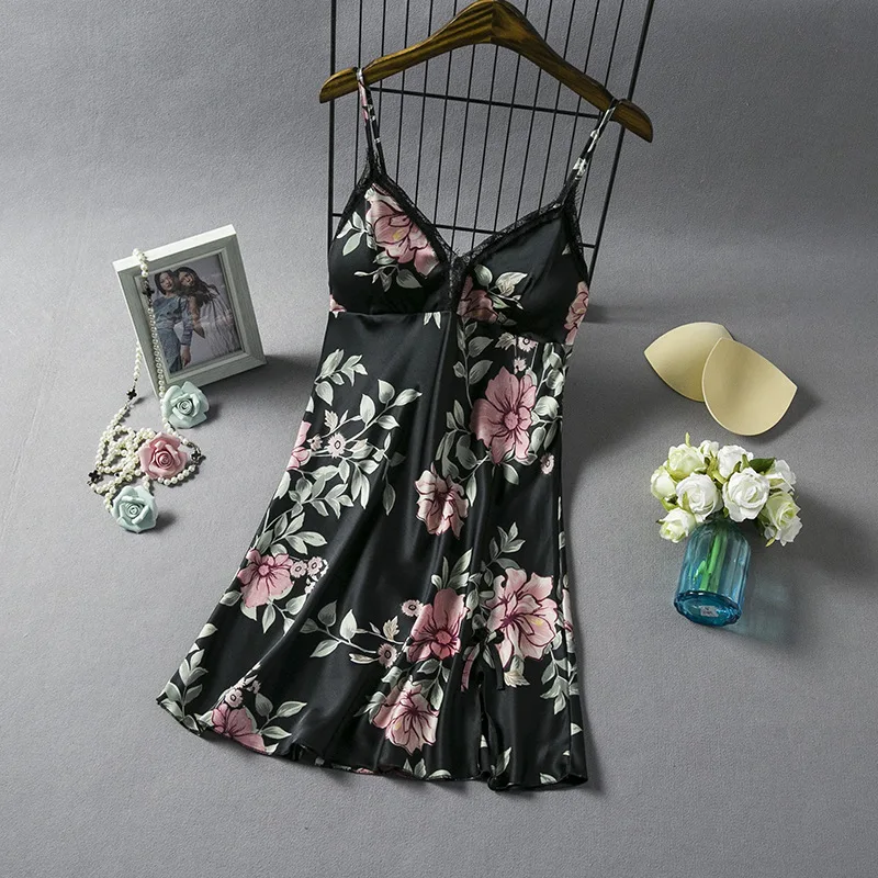 Сексуальное женское платье-Пижама с v-образным вырезом ночная рубашка на