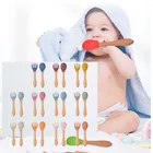 2 шт., силиконовые ложки и вилки с деревянной ручкой