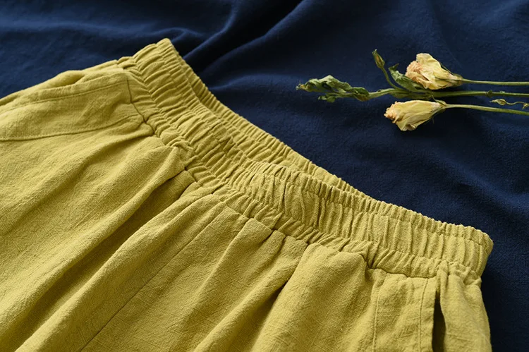 

2020 Spring Summer New Sweatpants Loose Large Size Ramie Stitching Casual Pants Capri Women'S Bottom C1