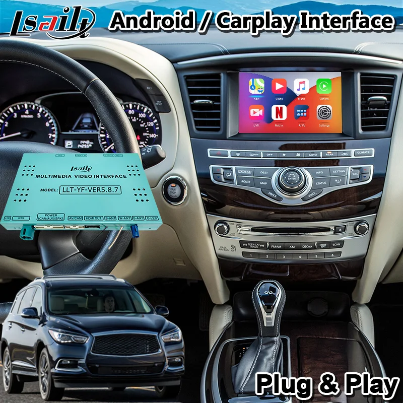 Интерфейс Android Carplay для Infiniti QX60 2018 2020 года с беспроводным carplay android Авто Youtube Google|GPS